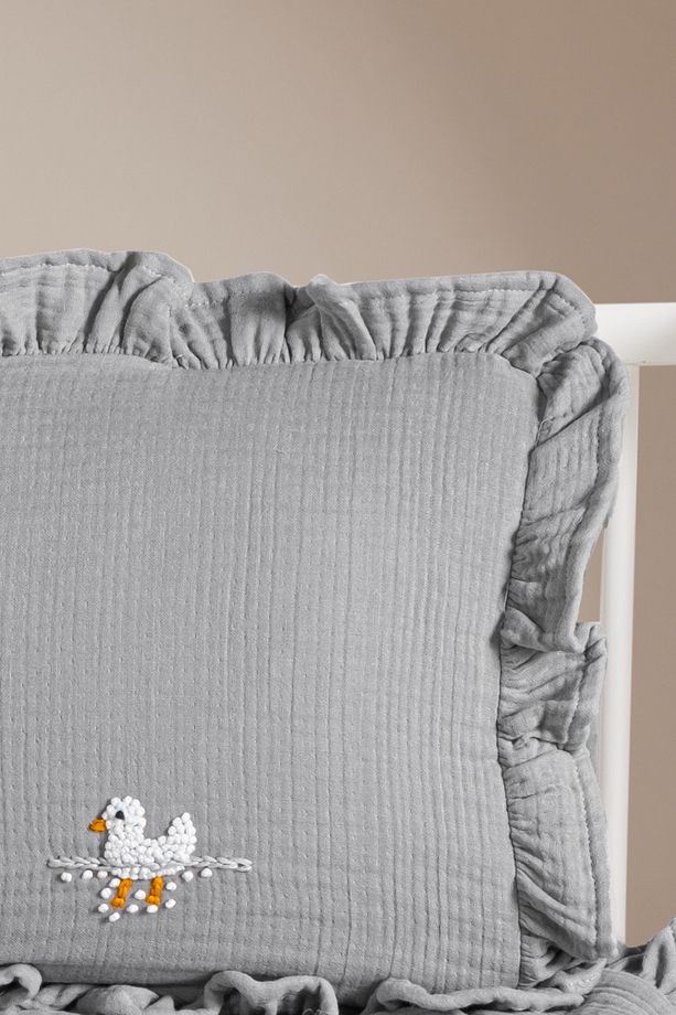 Handmade Bebek 4 Kat %100 Pamuk Fırfırlı Müslin Örtü Seti - Ducky - 5