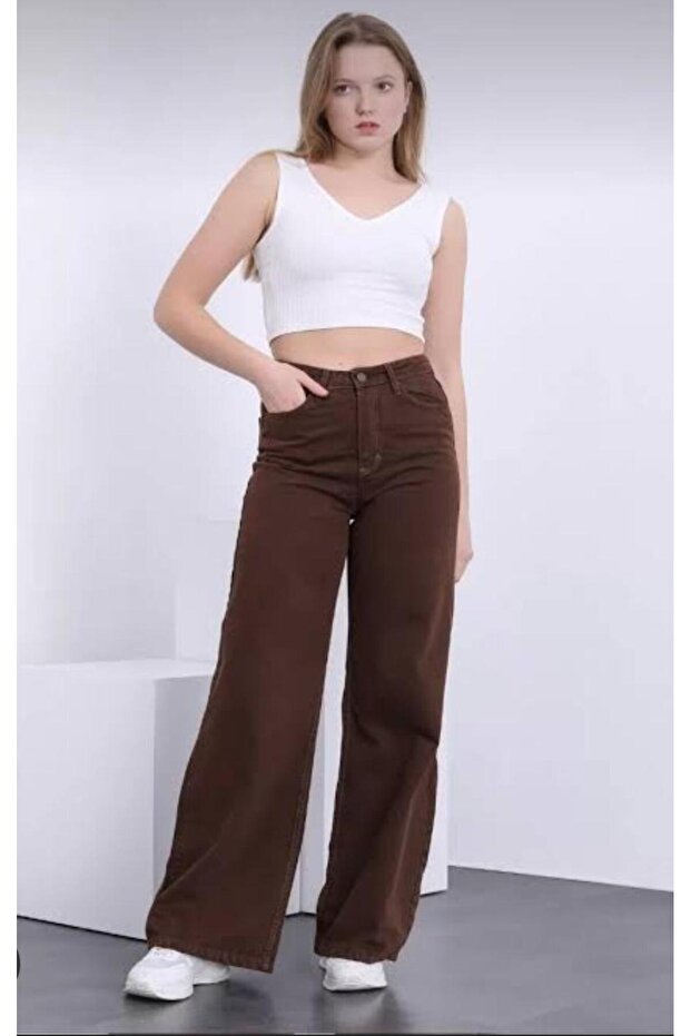Newmoda////////Women's High Waist Jean Palazzo Pants