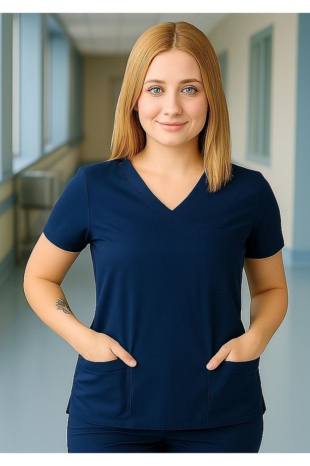 HEMŞİRE FORMA ÜST UItralycra Spaniard Doktor Hem?ire Forma Üst Scrubs Üniforma Cerrahi Üst - 3