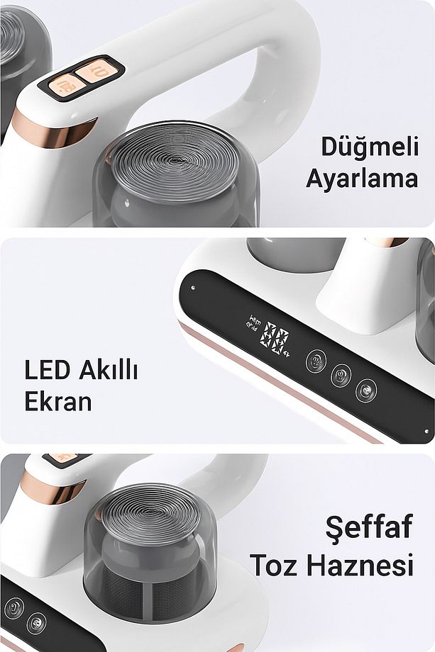 Akıllı UV Süpürge Yatak Halı ve Koltuk İçin Sessiz ve Güçlü Emiş Teknolojisi Küçük Şarjlı Süpürge - 5