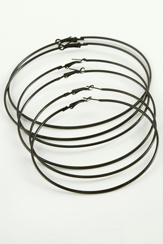 Crushed Striped Metal Hoop Earrings 6 Pieces