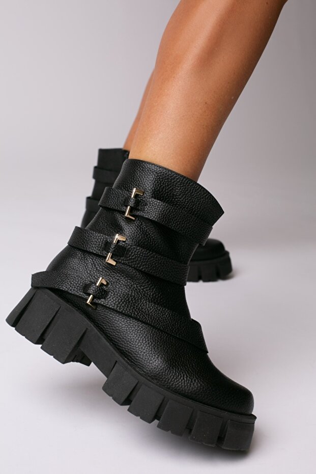 Μποτάκια Maya, μαύρο δέρμα βουβαλιού - 2