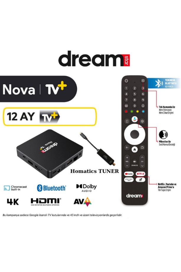 Nova | Tvplus 12ay Hediye (4k Lisansli Android Tv Box | Homatics Siyah Type-C Tuner ile - 1