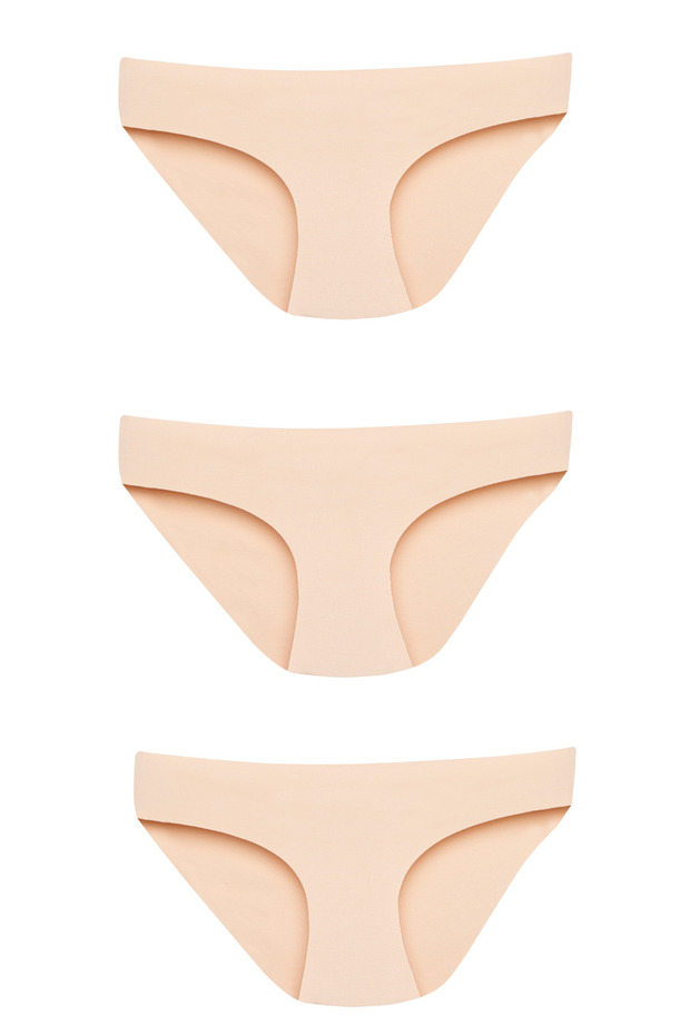 Set of 3 Skin Color 100% Cotton Laser Cut Panties