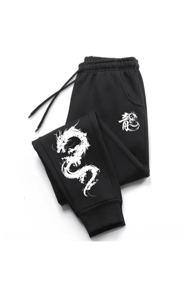 Black Dragon Printed Women's Unisex Sweatpants
