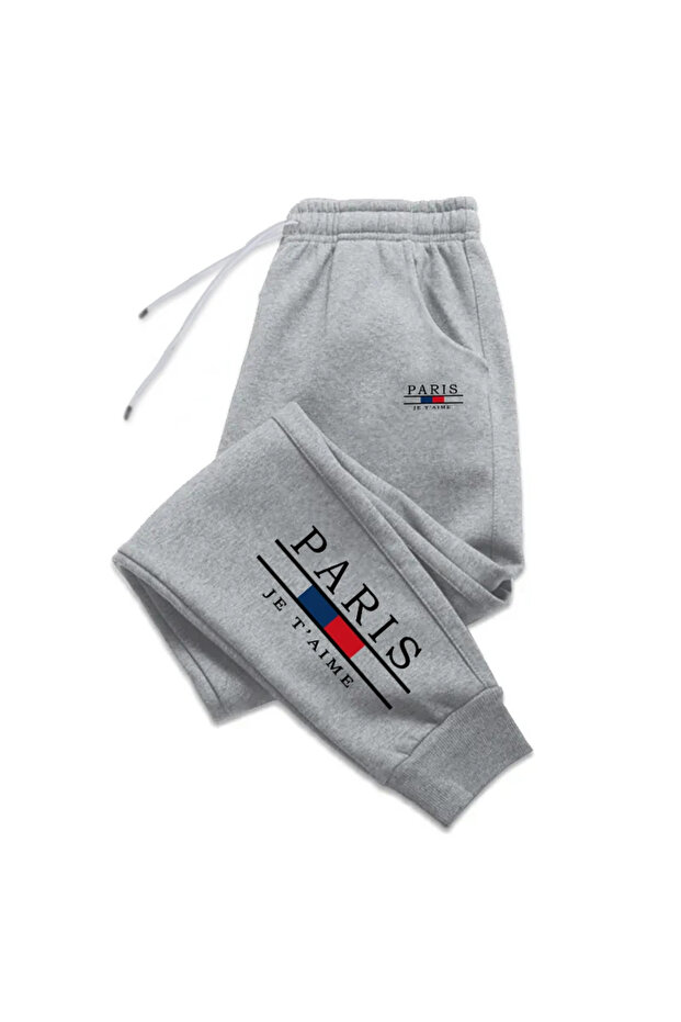 Gray Paris Je t Aıme Printed Women's Unisex Sweatpants