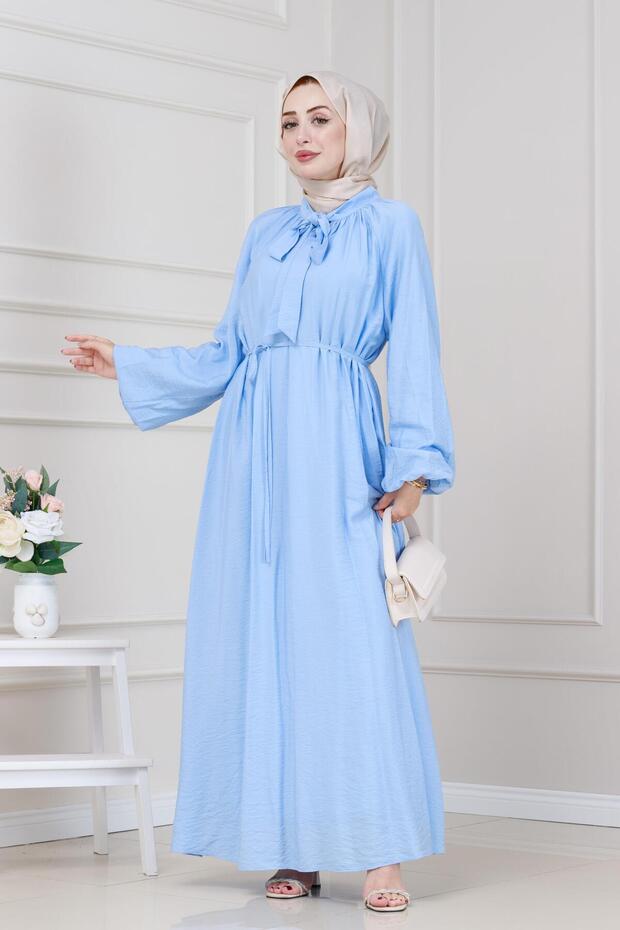 Lara Dress with Lace Collar-Baby Blue