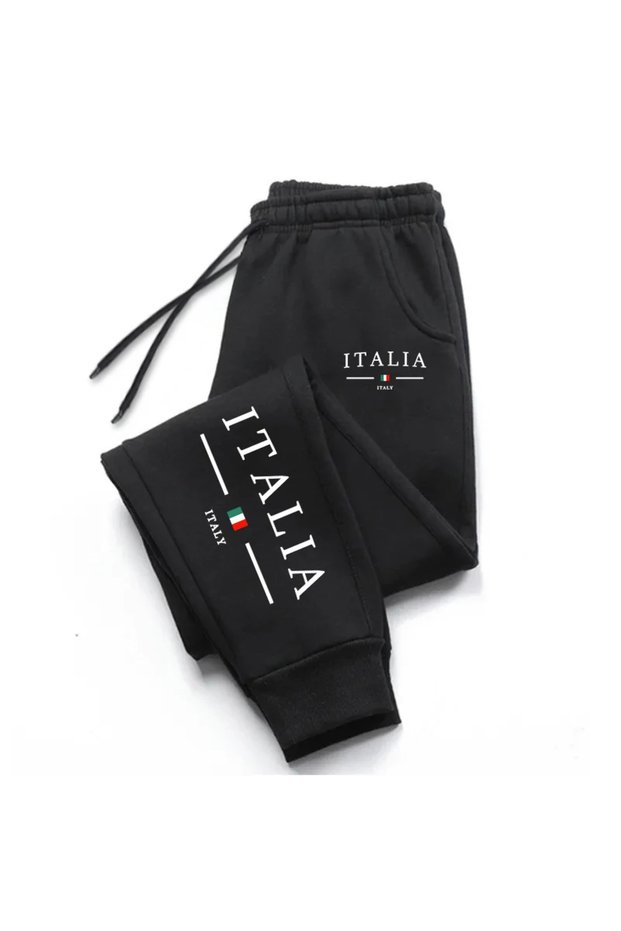 Black Italia Italia Printed Women's Unisex Sweatpants
