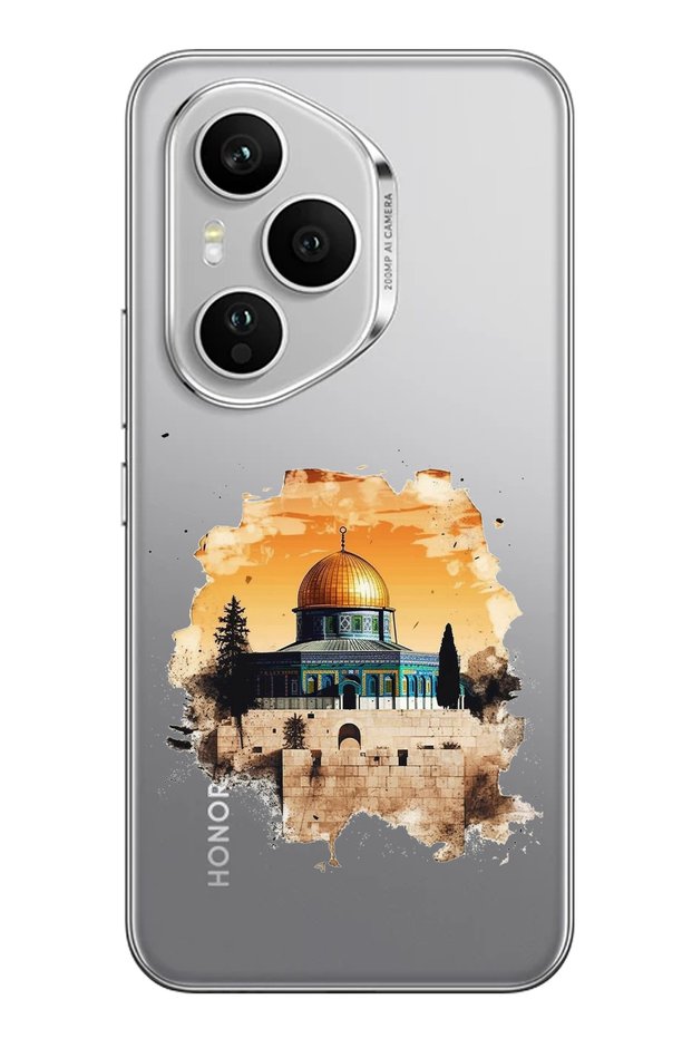 حافظة سيليكون شفافة متوافقة مع هاتف Honor 400 PRO بتصميم المسجد الأقصى
