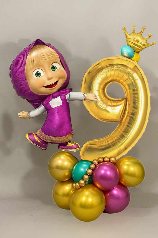 9 Years Old Licensed Large Size Tongs with Big Bear Balloon Set Tongs Balloon Birthday Gold Number Balloon Set