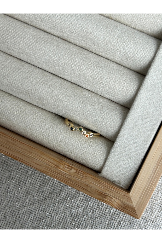 خاتم من الحجر الصغير متعدد الألوان باللون الذهبي - 2