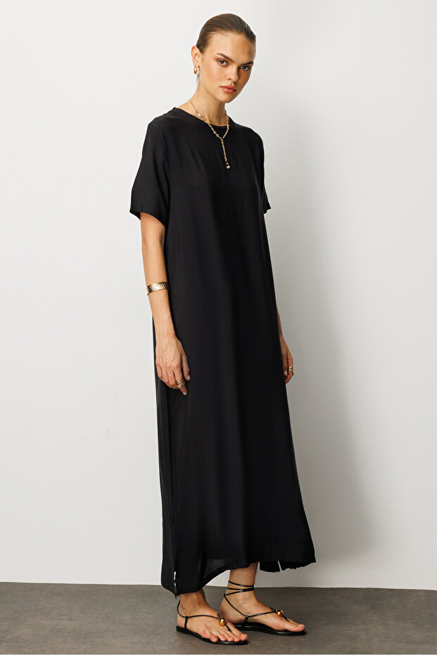 Viskon Midi Tişört Elbise - 2