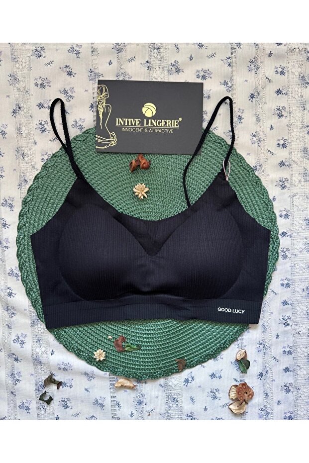 حمالة صدر/حمالة صدر/بوستير من Valentina Ribbed Thin Straps خفيفة الوزن بدون خياطة مقطوعة بالليزر