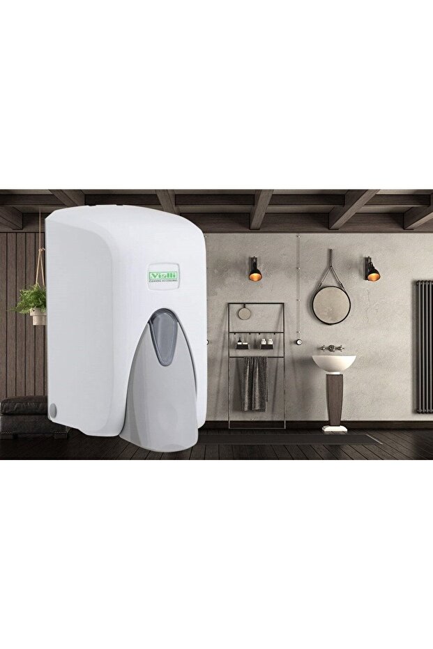 Vialli S5 Container Liquid Soap Dish Detergent Shampoo Shower Gel Disinfectant Dispenser 500 ml White