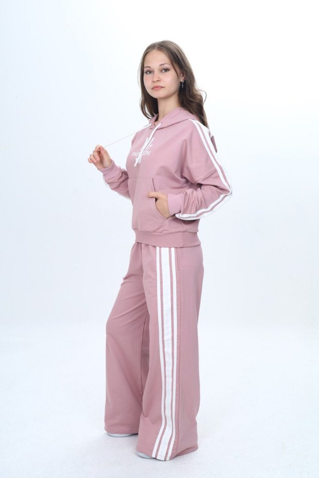 100% Cotton 2 Thread Girls Tracksuit Set – Oversize, Hooded, Kangaroo Pocket-308