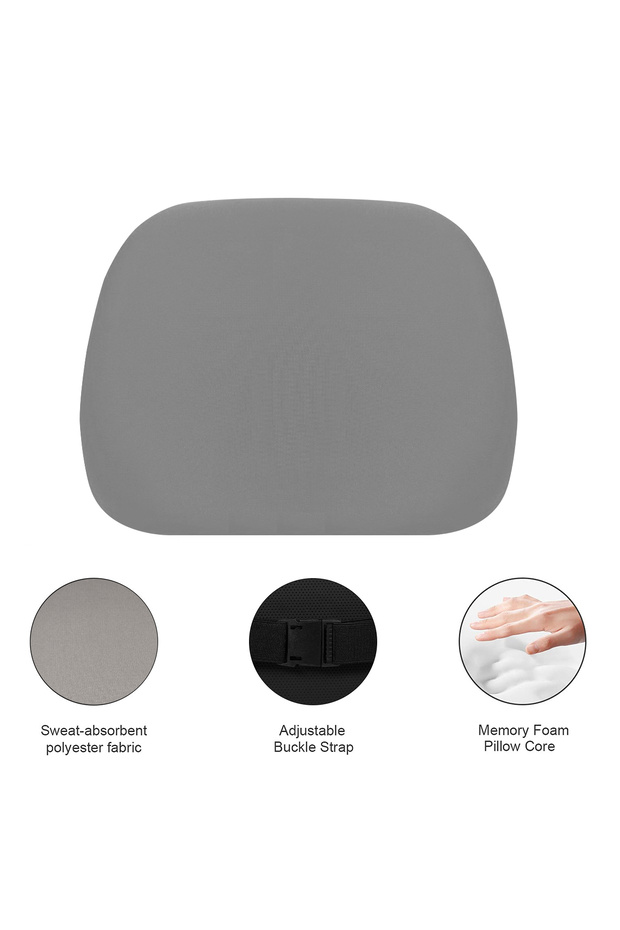 Plus MPC-001 Memory Foam Headrest Pad Universal Fit, Adjustable Strap Grey - 5