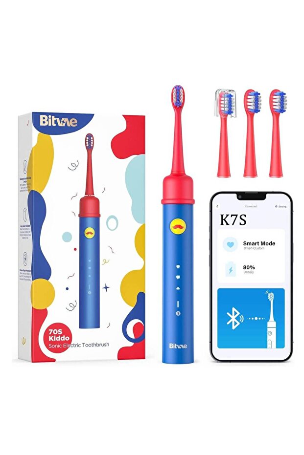 K7S Kids Electric Toothbrush, Smart App, Pressure Sensor (Blue)