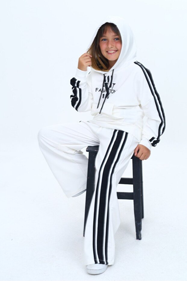 Oversize 2 Thread Girls Sports Bottom & Top Tracksuit Set – 100% Cotton-308