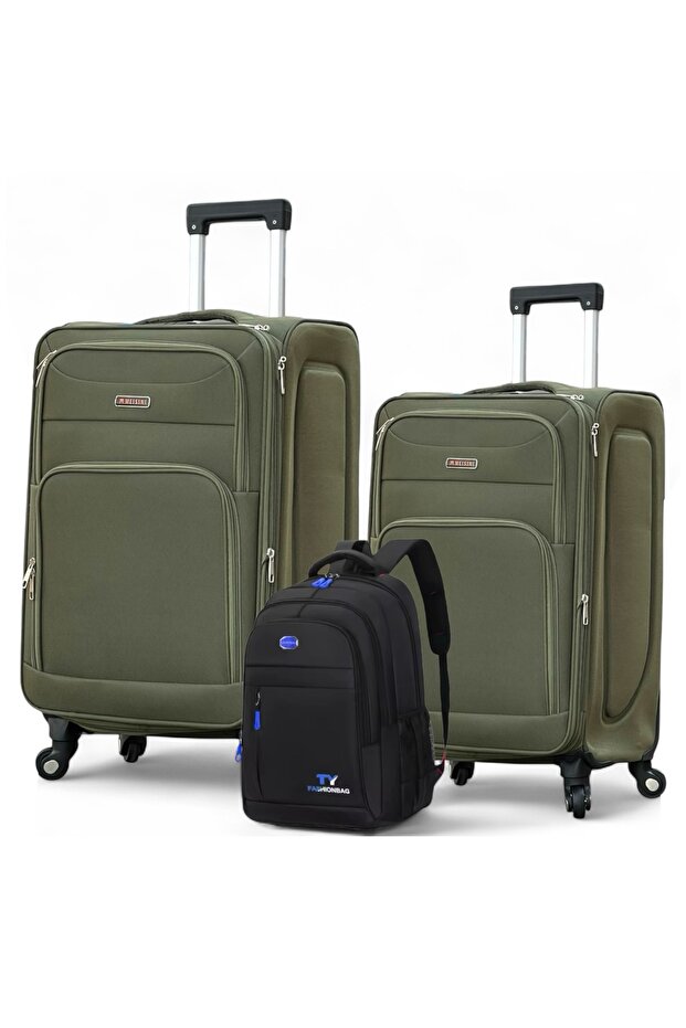 Soft Material 20 Inch(7-10kg) & 24 Inch(20-25kg) Luggage - Stylish Backpack Combo Green