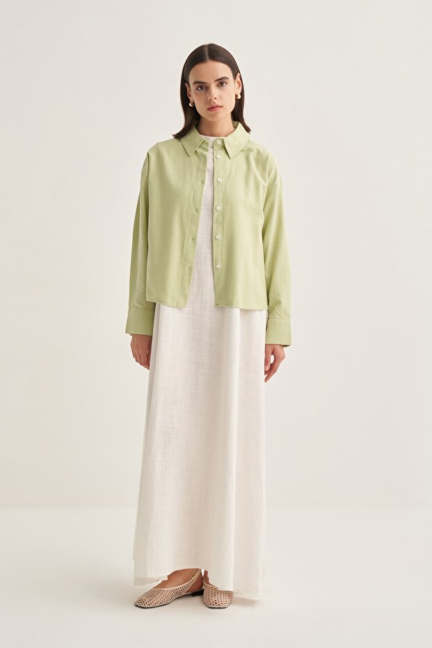 Women's Organic Cotton Oversize Short Shirt Pale Green