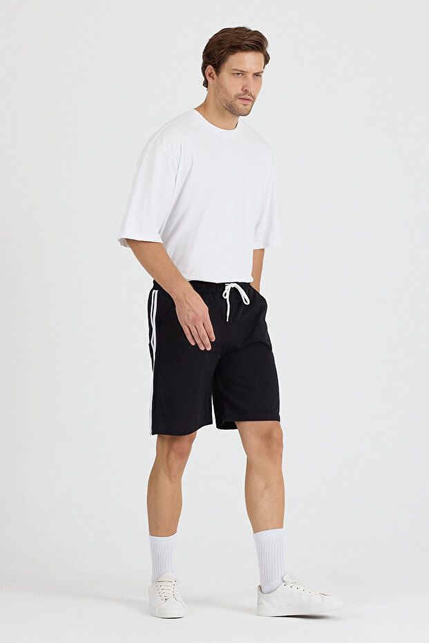 Fit Kalıp Unisex Çift Şeritli Basic Şort - 5