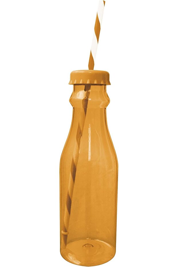 Designs Drinks Bottle With Straw, Orange & White, 70 ml