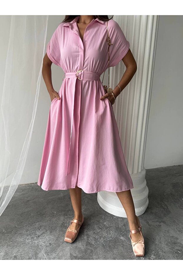 Léa Gömlek Elbise Bordo - 2