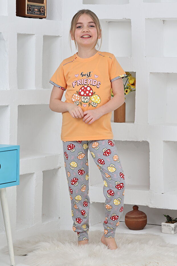 Girls' 100% Natural Cotton Short Sleeve Quality Pajama Set