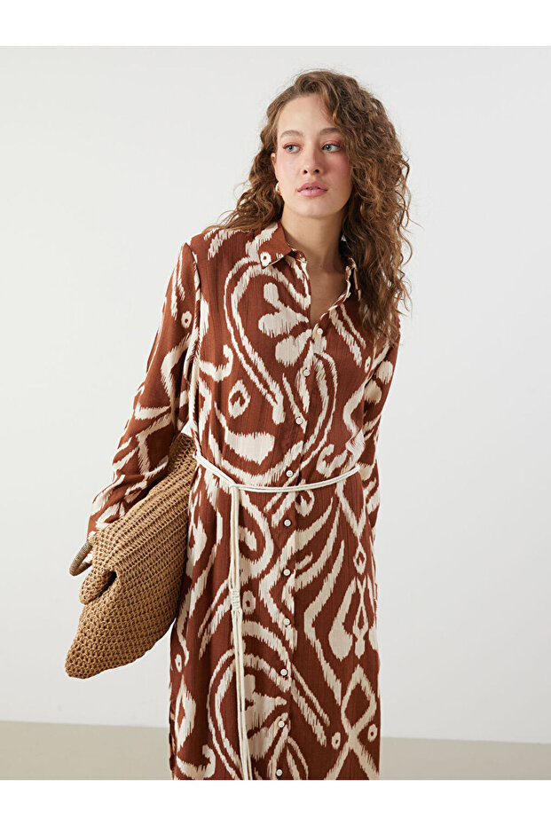 Orange Patterned Women's Shirt Tunic