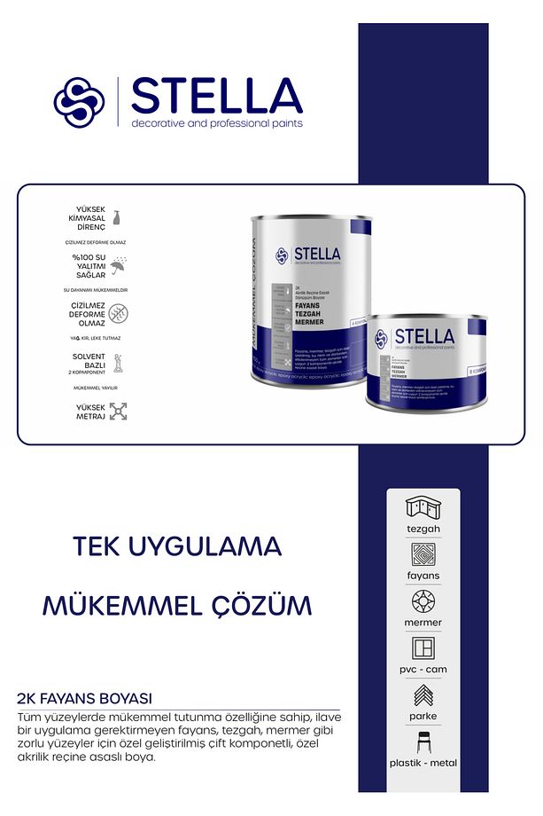 Fayans mermer tezgah boyası 2K - astar ve vernik gerektirmez - 2