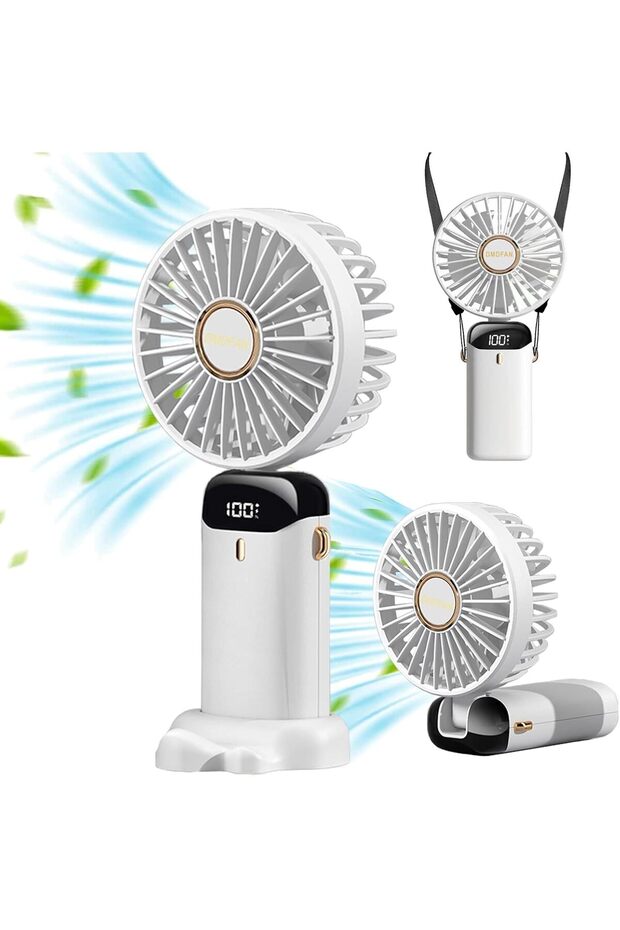 Portable Handheld Fan with 5-Speed Powerful Airflow, USB Rechargeable 2000mAh Battery - 1