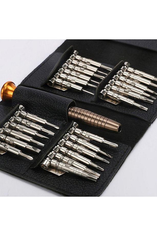 25 Parça Cüzdanlı mıknatıslı Tornavida Set Elektronik Gözlük Saat Bilgisayar Tamir Tornavidası Seti - 3