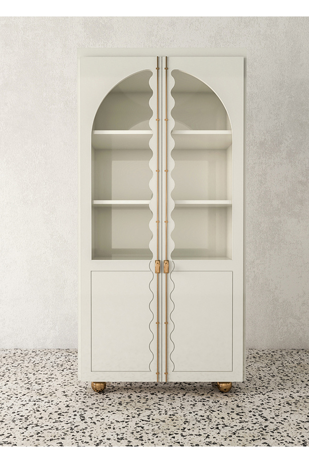 Beyaz Çift Kapaklı Vintage Mutfak Dolabı - 2