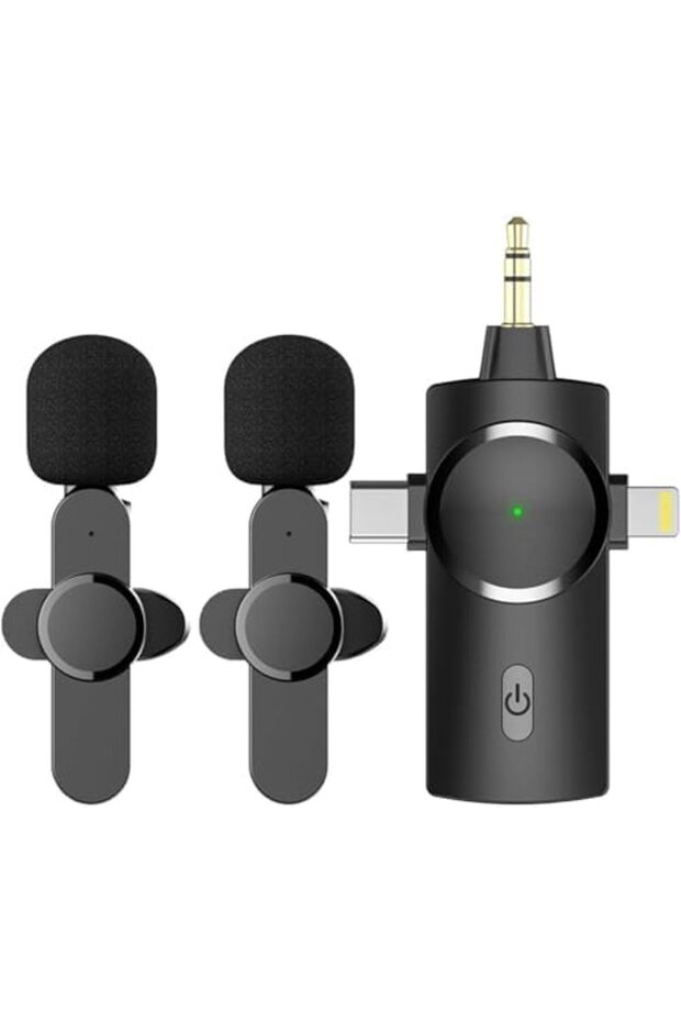 Wireless Microphone, 2-Channel Ultra-Low Latency, 20m Range, HD Mic for iPhone iPad, Live Str