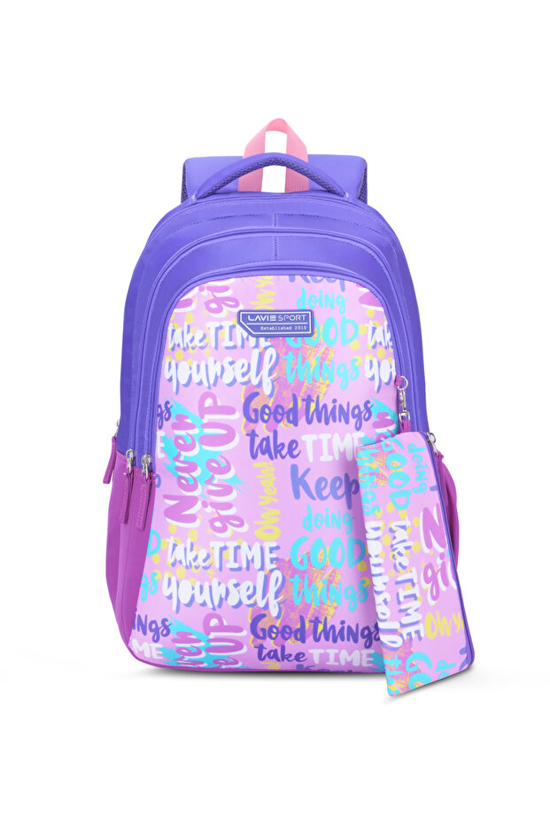 36L Goodvibes Backpack | 19 inches | Laptop Compatiable | Pencil Pouch |(Pink)