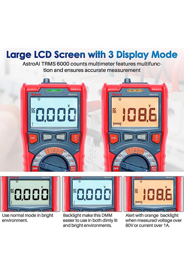 Digital Multimeter M6KOR, TRMS 6000, Voltmeter with automatic AC DC test, AC resistance - 5