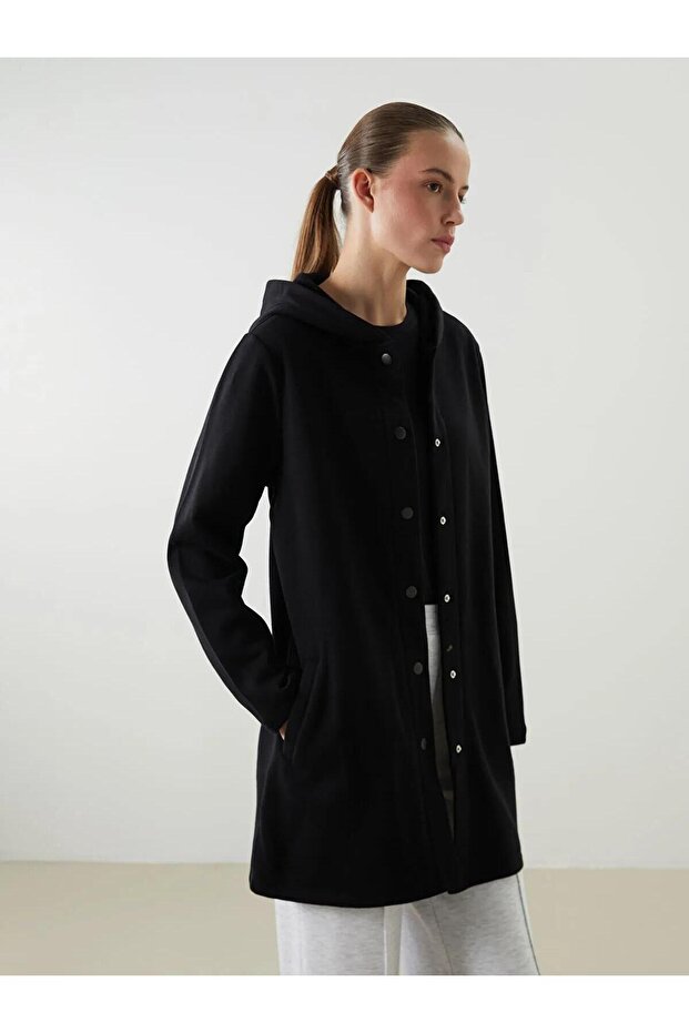 LCWAIKIKI Classic Kapüşonlu Kadın Hırka (W5) - 1