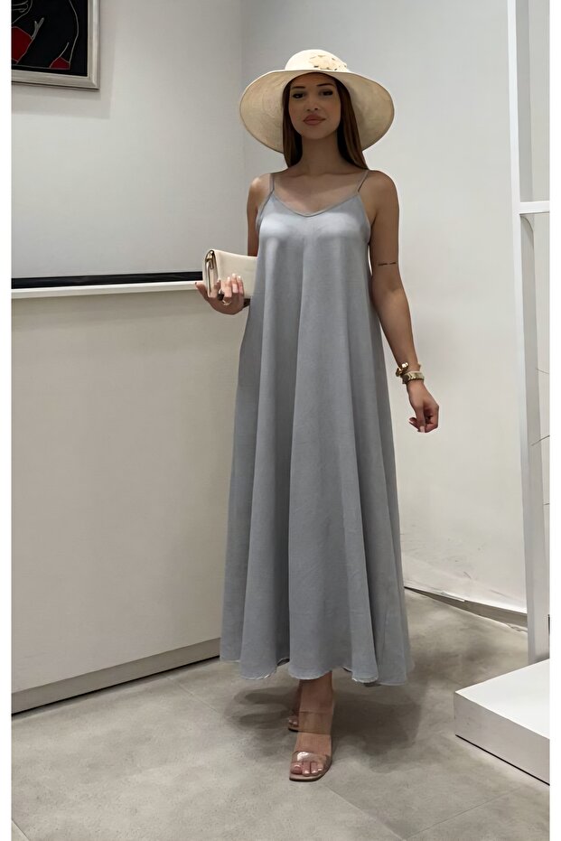 Long basic dress with straps - 7