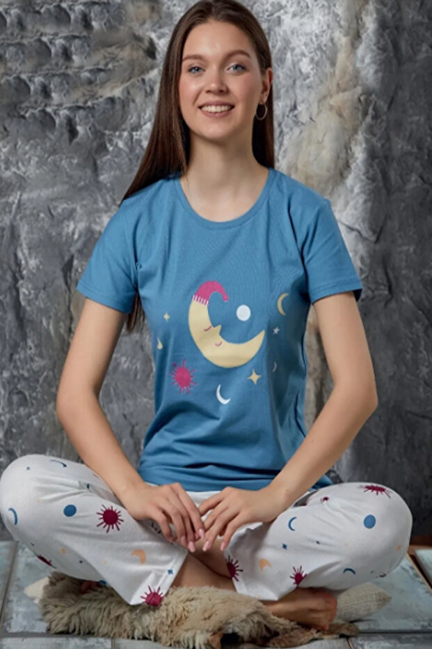 Short Sleeve Lycra Cotton Aydede Printed Women's Pajama Set