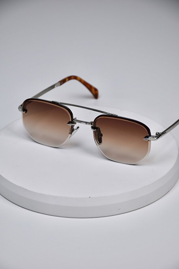 Mars Unisex Women's Men's Uv400 Protected Square Frameless Metal Glass Pilot Sunglasses