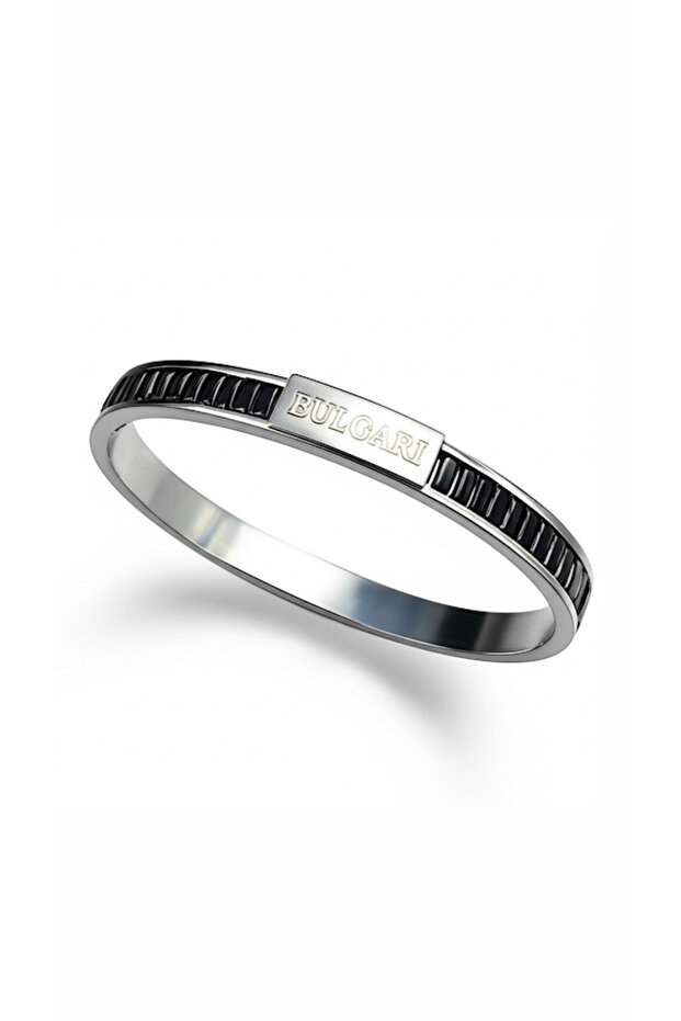 Blgri Black Stone Unisex Handcuff Bracelet