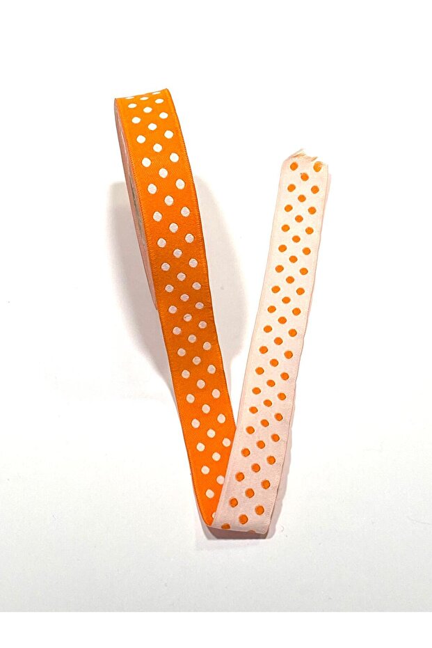 Polka Dot Double Sided Woven Ribbon / 10 Yards / 20 mm Orange