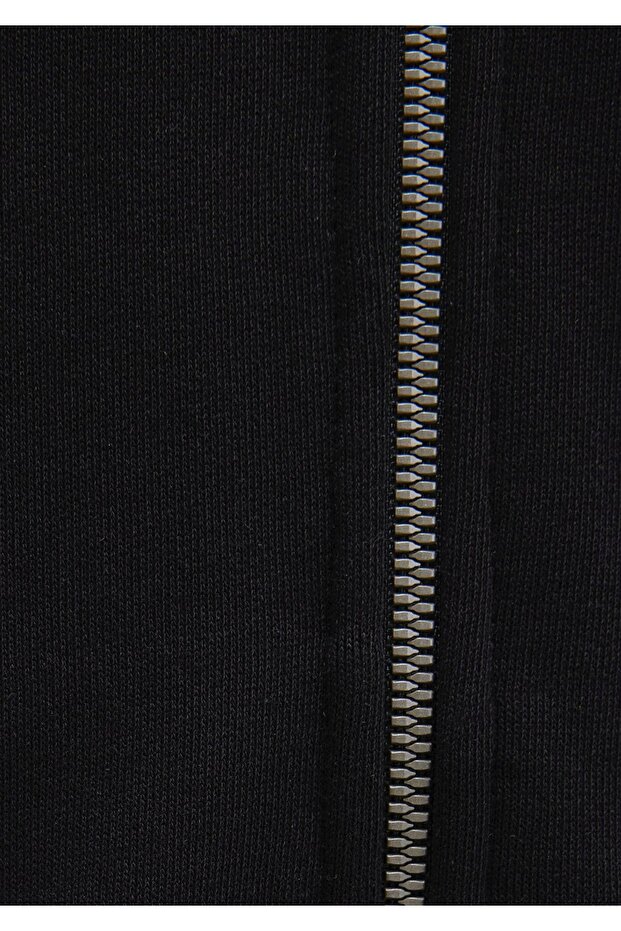 Fermuarlı Siyah Sweatshirt - 6