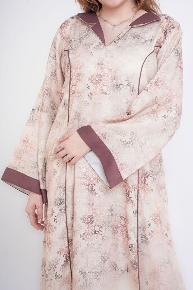Elegant Patterns Collared Jalabiya - 2