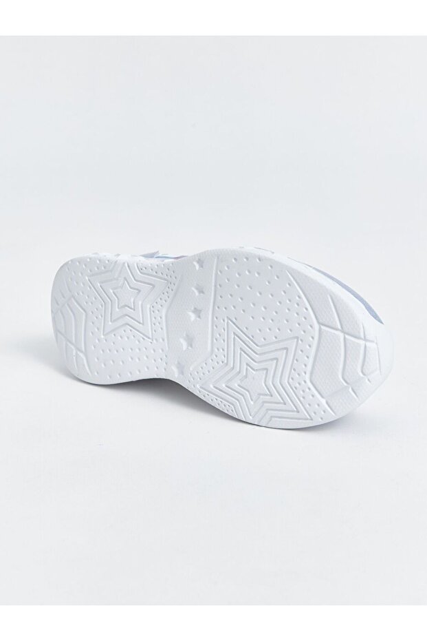 Mavi Bağcıklı ve Cırt Cırtlı Elsa Baskılı Kız Bebek Spor Ayakkabı - 4