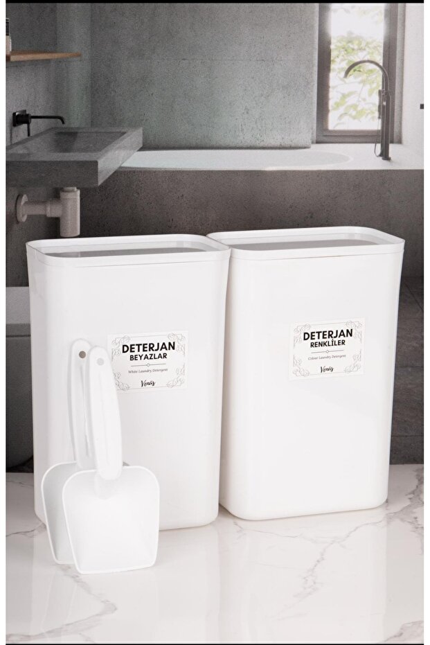 White Colorful Labeled Lid Detergent Box Storage Container 3 Liters with Shovel Gift