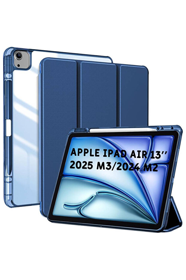 Case for iPad Air 13 Inch Case 2025 M3/2024 M2 Pencil Holder,iPad 13 Air M3 M2 Case Back Blue
