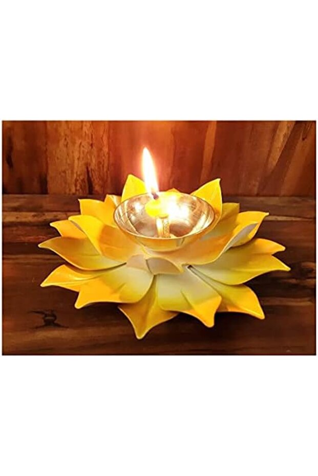 Shreeji Lotus shape Brass made kuber Diya | Large Lotus Flower Deepak | Lotus Diya for temple Puja