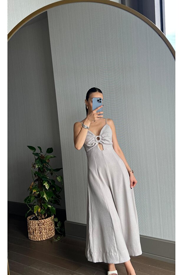 Strappy Long Linen-Look Summer Midi Dress
