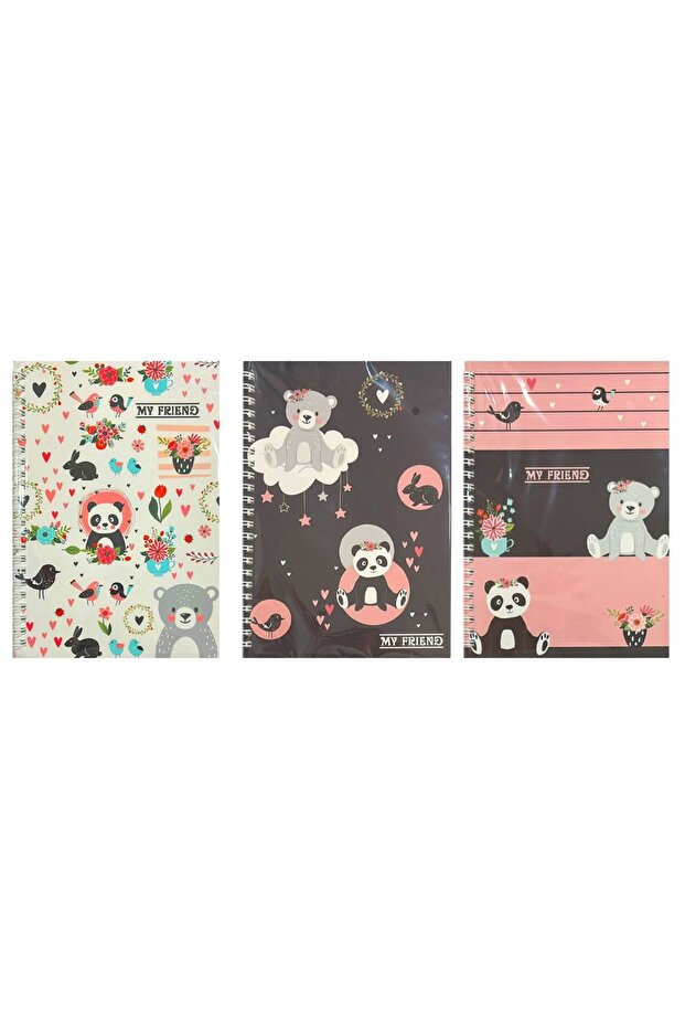 Fri̇end Notebook A5-2550 Teddy Bear - Panda 14X21 Spiral Lined